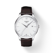 Tissot T0636101603700 Tradition Brown Leather Strap Silver Dial Men's Watch - mzwatcheslk srilanka